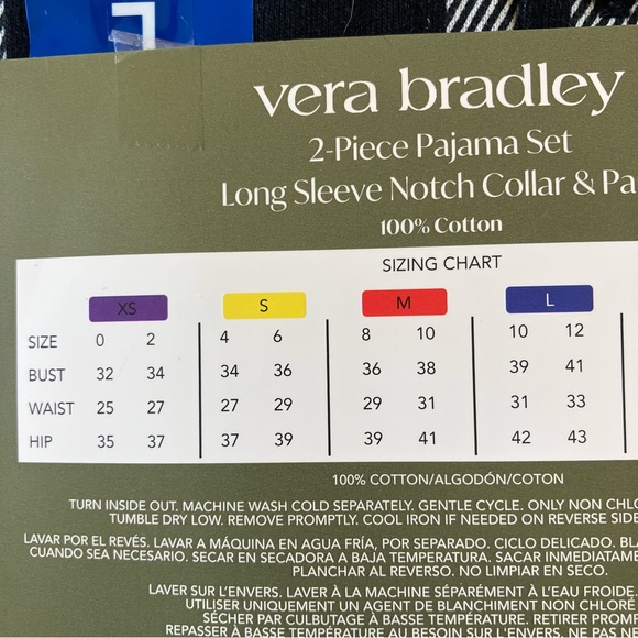 Vera Bradley Pajama Set Button Down Shirt/Pants Cotton Red Plaid NWT - Picture 5 of 5